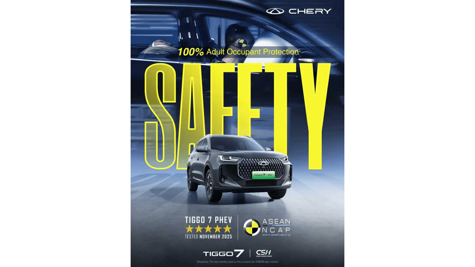 Post TIGGO 7 PHEV CSH obtiene cinco estrellas en ASEAN NCAP y doble puntuación perfecta